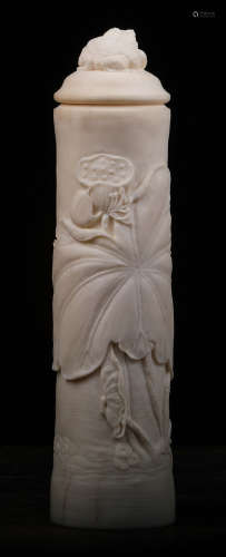 A LUJIAO JAR CARVED WITH LOTUS