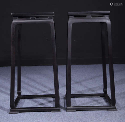 PAIR OF ZITAN WOOD STAND