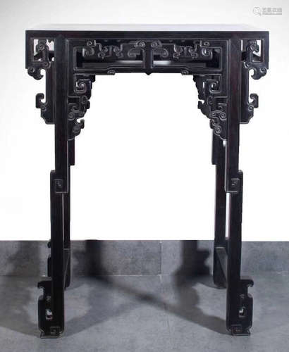 A ZITAN WOOD TABLE CARVED WITH BEAST PATTERN