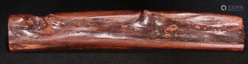 AN OLD BAMBOO ARM REST CARVED WITH STORY