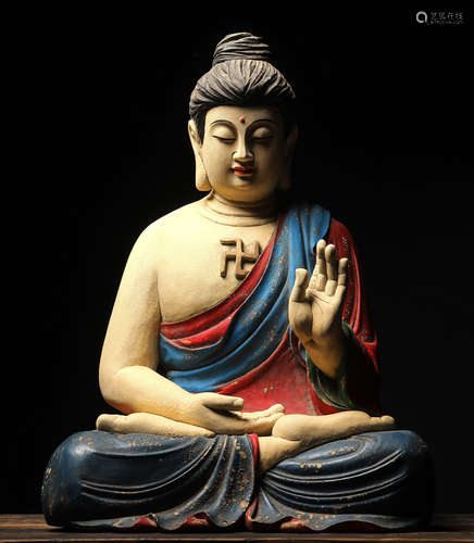 A XIANGZHANG WOOD BUDDHA STATUE