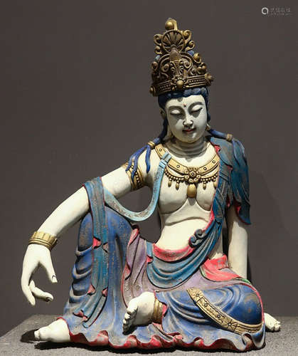 A XIANGZHANG WOOD GUANYIN BUDDHA STATUE