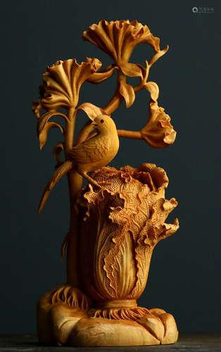 A HUANGYANG WOOD ORNAMENT CARVED WITH CABBAGE