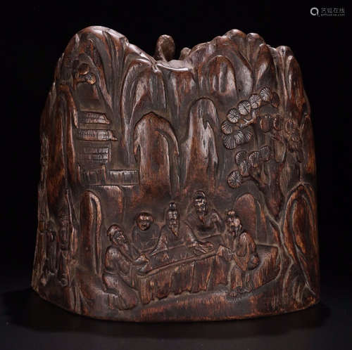 A CHENXIANG WOOD LANDSCAPE ORNAMENT