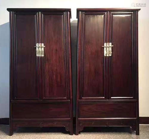 PAIR OF ZITAN WOOD CABINET