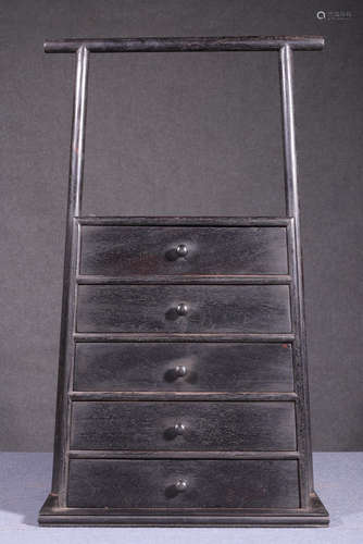 A ZITAN WOOD CABINET WITH DRAWERS