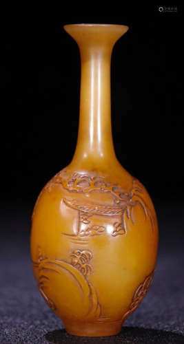 A TIANHUANG STONE VASE CARVED WITH STORY