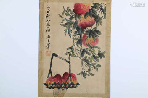 A Chinese Painting of Peaches, Qi Baishi Mark