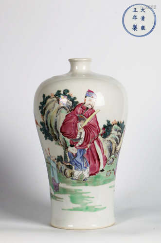 A Chinese Famille Rose Porcelain Plum Vase