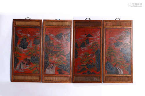 A Chinese Lacquered Bamboo Hanging Screen