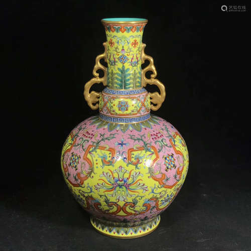 A Chinese Porcelain Dragon Eared Vase