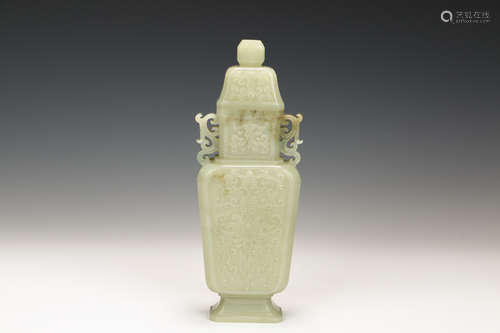 A Chinese Jade Double-eared Vase