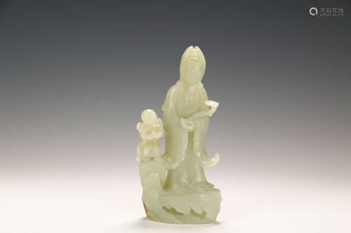 A Chinese Jade Guanyin Statue