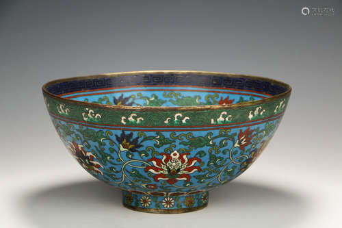 A Chinese Cloisonne Interlocking Lotus Patterned Bowl