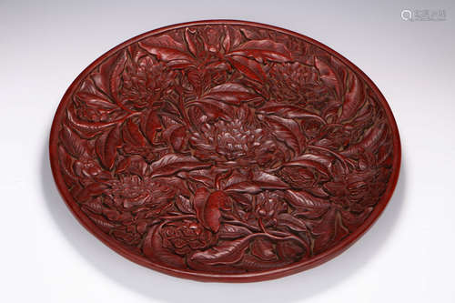 A Chinese Lacquered Floral Plate