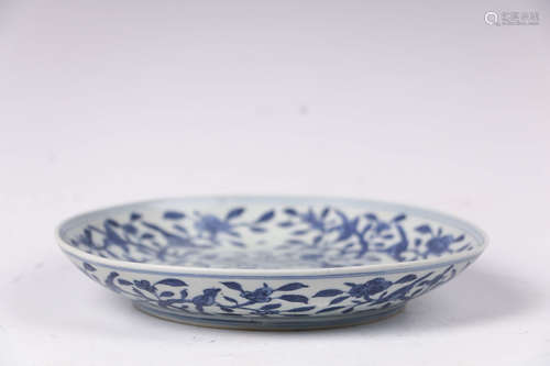 A Chinese Blue and White Porcelain Plate