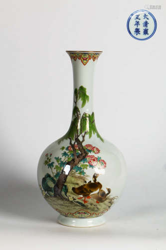 A Chinese Famille Rose Enamel Porcelain Vase