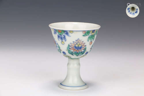 A Chinese Multicolored Porcelain Stem Cup