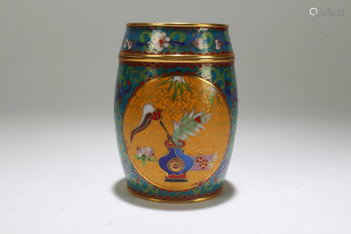 A Chinese Lidded Cloisonne Censer Display
