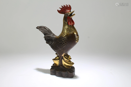 A Chinese Rooster-fortune Display Statue