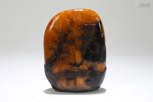An Estate Chinese Black-covered Mountain-view Soaps…