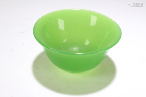 A Chinese Circular Green-Fortune Bowl