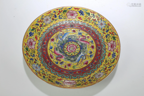 A Porcelain Plate Display in Fencai Polychrome Enamels