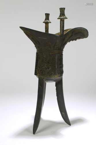 A Chinese Tri-podded Estate Winery Bronze Vessel