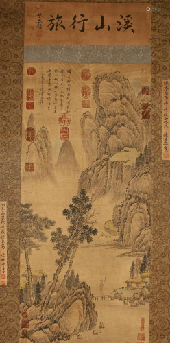 An Estate Chinese Mountain-view Adventure Scroll
