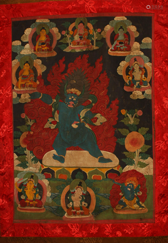 A Tibetan Religious Buddha-fortune Display Thangka