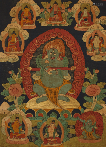 A Tibetan Religious Buddha-fortune Display Thangka