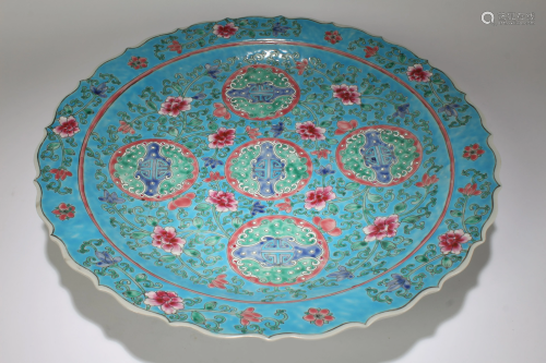 A Chinese Bat-framing Massive Porcelain Plate