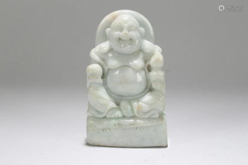 An Estate Chinese Happy-buddha Jade-curving S…