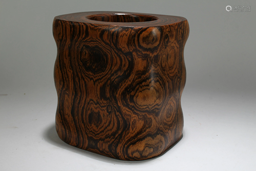 An Estate Chinese Wooden Brush Pot