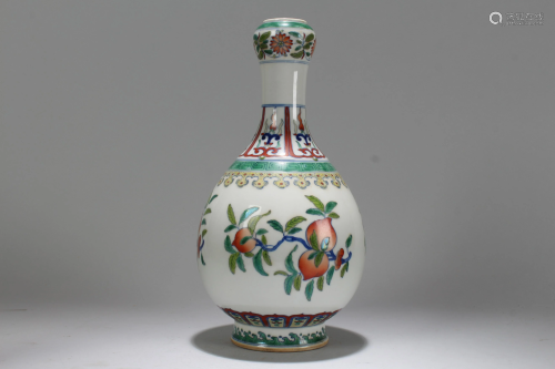 An Estate Chinese Peach-fortune Porcelain Fortune Vase