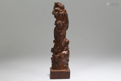 An Estate Chinese Religious Fortune Wooden Statue