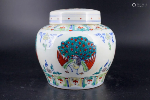 Ming DouCai Porcelain Jar with Lid