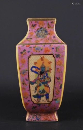 Chinese Qing Enamel Painted Porcelain Vase