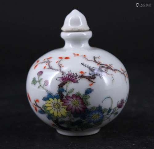 Qing Porcelain Famille Rose Snuff Bottle