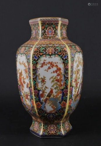 Chinese Qing Enamel Painted Porcelain Vase