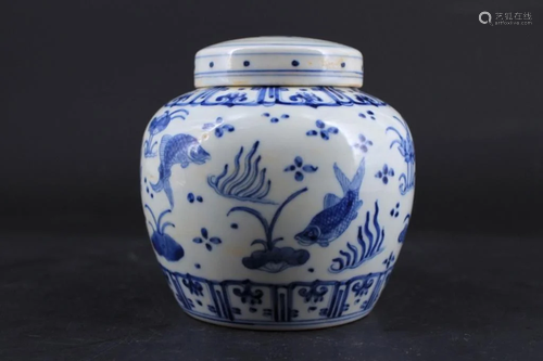 Chinese Ming Porcelain Blue&White Jar with Lid