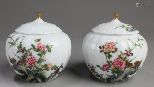 A Pair of Chinese Famille Rose Porcelain Contain…