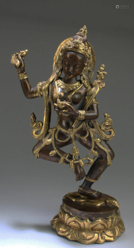 Chinese Gilt Bronze Bodhisattva statue with Base