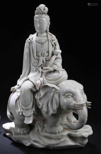 A Pair of Chinese Blanc De Chine Guanyin Statues