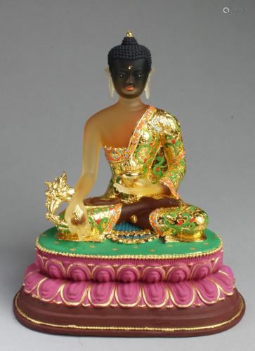 Chinese Peking Glass Seated Buddha Statue