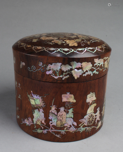 Antique Chinese HuangHuaLi Round Container …