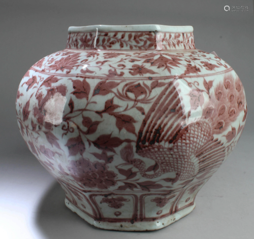 Chinese Iron Red Color Porcelain Vase