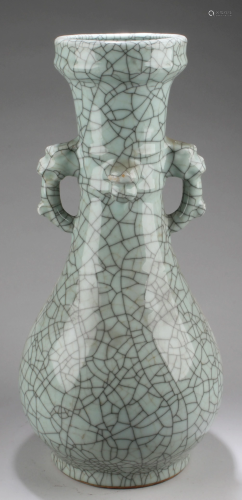 A Crackleware Porcelain Vase with handles