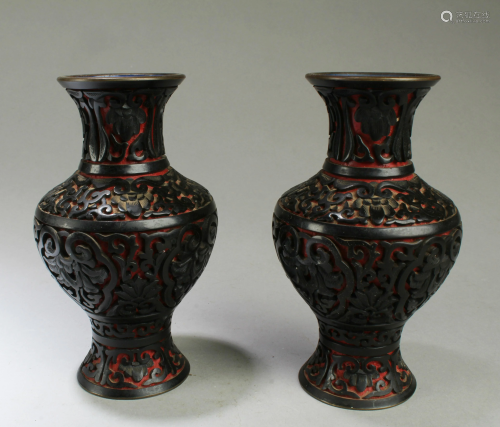 A Pair of Lacquer Vases