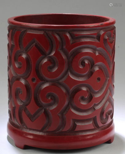 Chinese Cinnabar Lacquer Brushpot